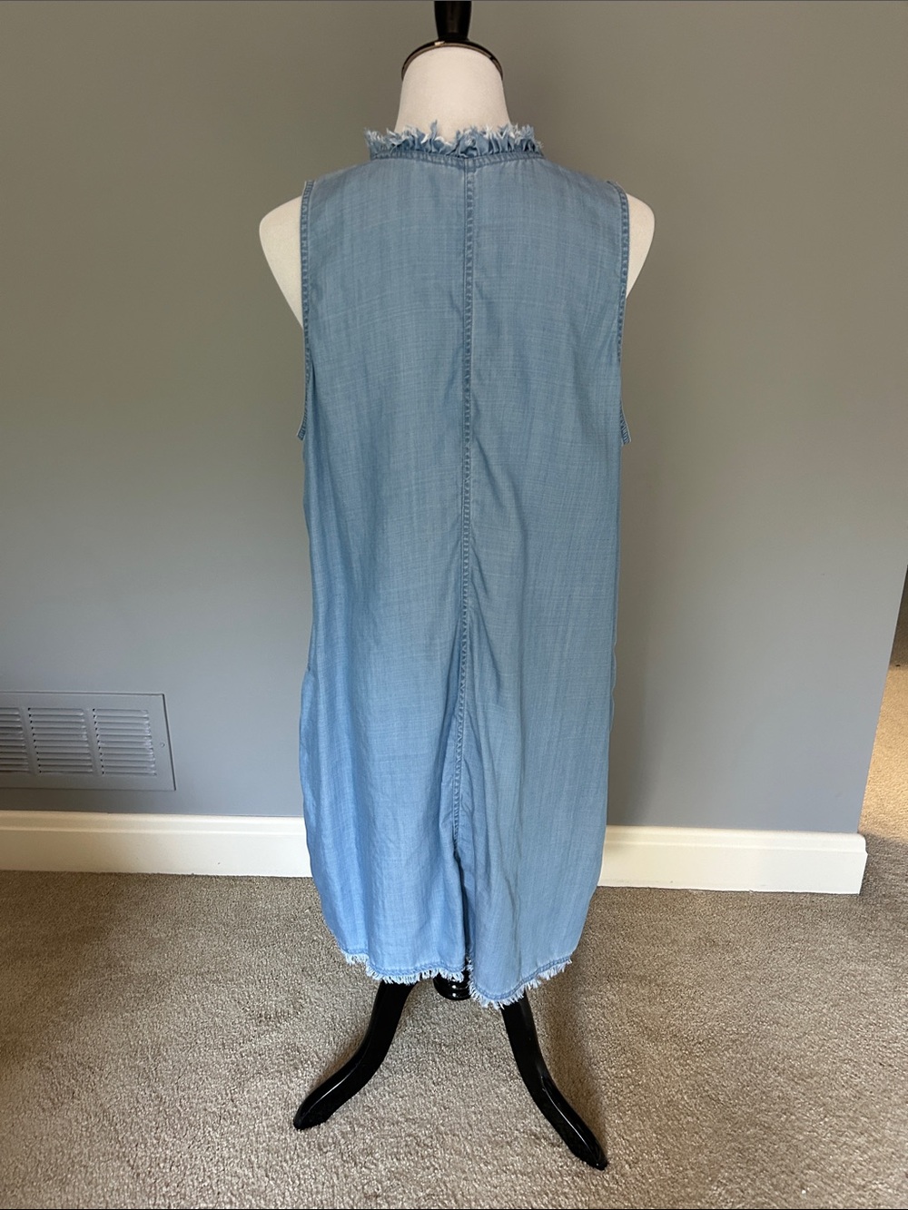 Tommy Bahama Light Blue Sleeveless Midi Dress with Frayed V-Neck - Picture 2 of 2